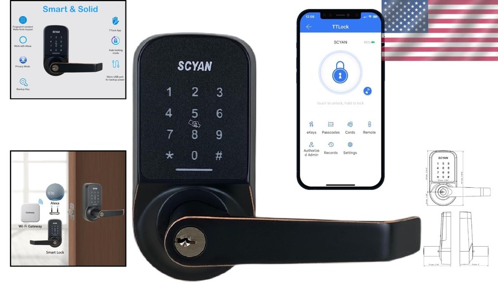 Elegant Smart Door Lock with Touchscreen Keypad - Keyless & Auto Locking