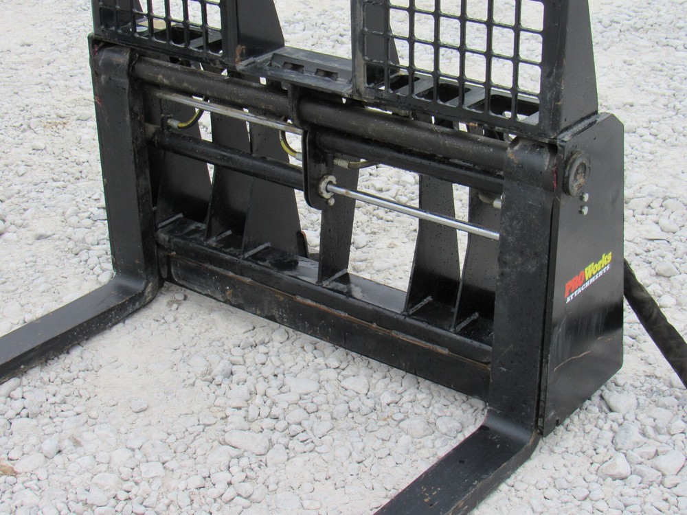 48″ Hydraulic Sliding Walk Through Pallet Fork Set Skid Steer Quick Attach