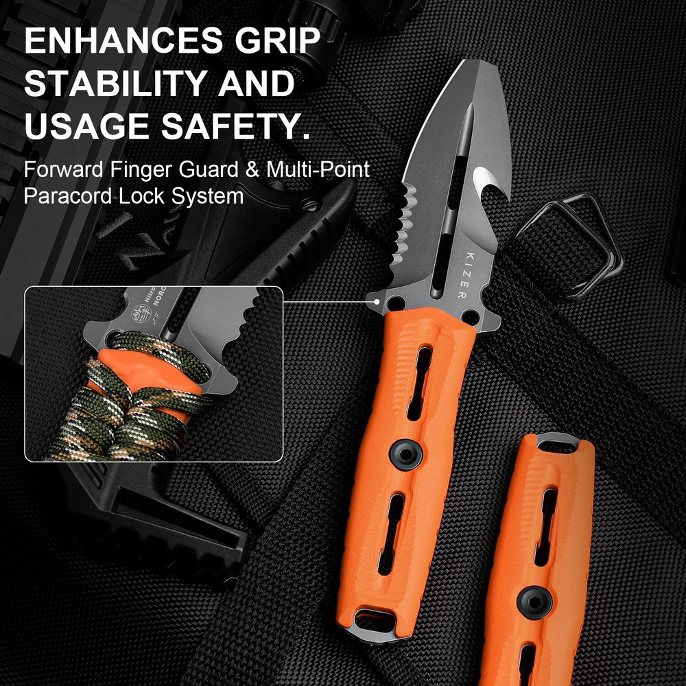 Kizer NORCROSS Fixed Blade Double-Edged Nitro-V Blade G10 Handle ZX-FB01A6