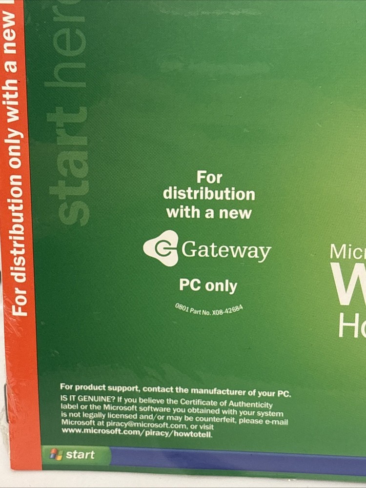 Microsoft Windows XP Home Edition 2002 Version for Gateway PC only New Sealed