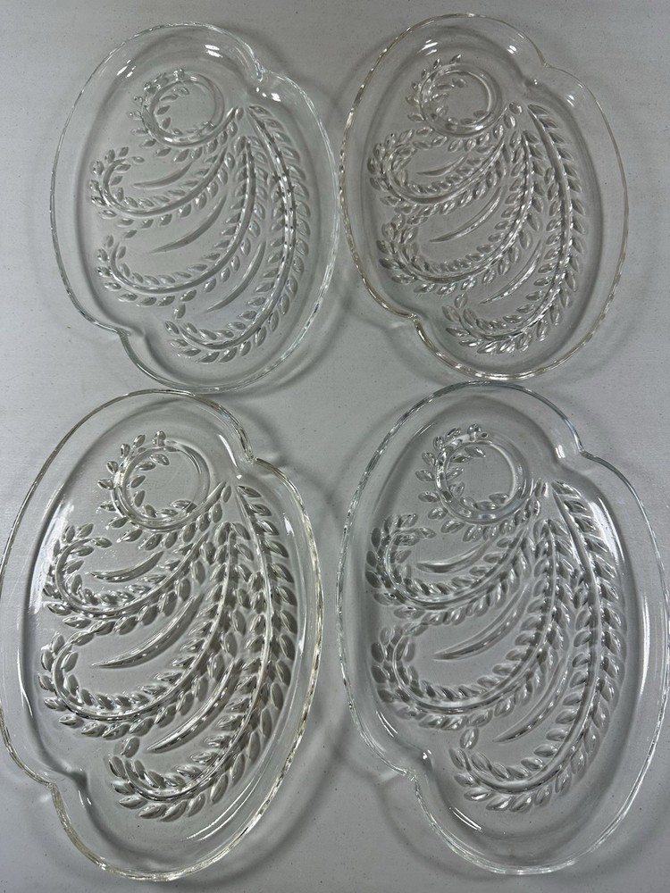 Plate 4pc Glass Appetizer Serving Plate Dip Holder Edge Kitchen Serving Platters