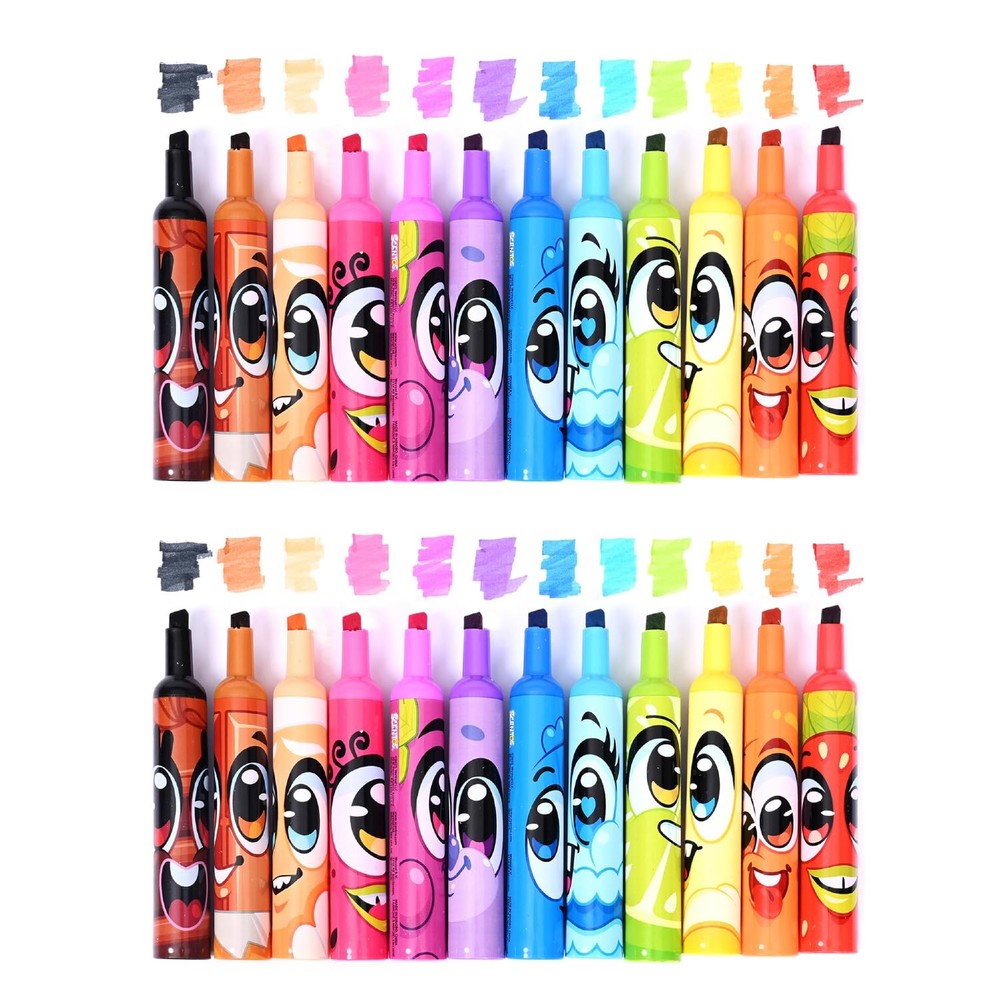 Scentos Fruit Scented Chisel Tip Markers, 24 1 Count (Pack of 24), Multicolor