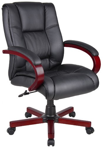 Mid Back Mahogany Wood Executive Chair