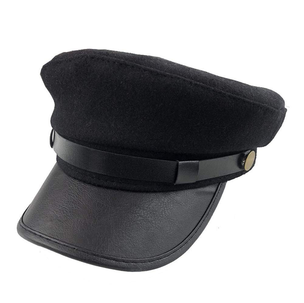 Black Chauffeur Hat Driver Classic British Flat Top 56-58cm,