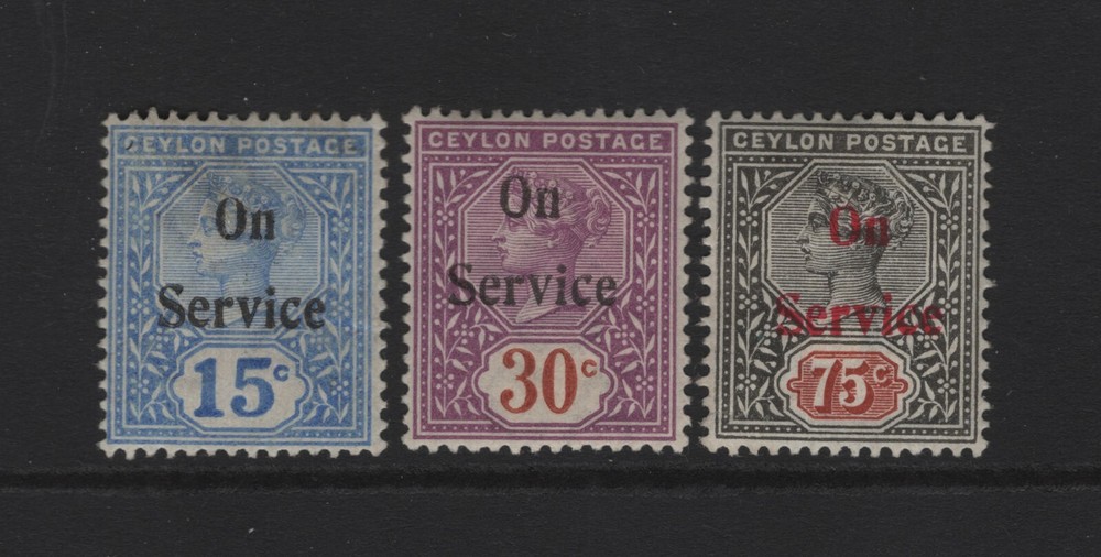 CEYLON SC#O14,O16,O17 -- MH, F/VF, PARTIAL SET --