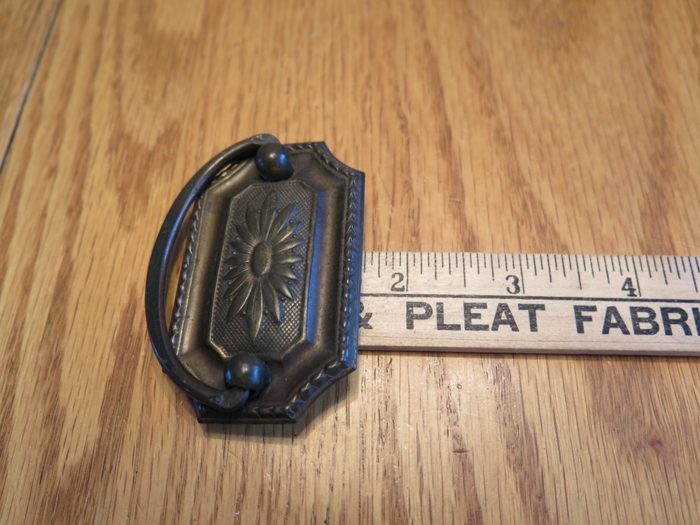 Antique Brass Tone Drawer Pulls Drop Pulls - Set of 9
