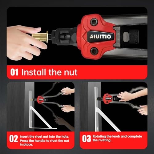 Rivet Nut Tool with a Step Drill Bit & 90 Rivnuts, 13" Heavy Duty Rivnut Tool