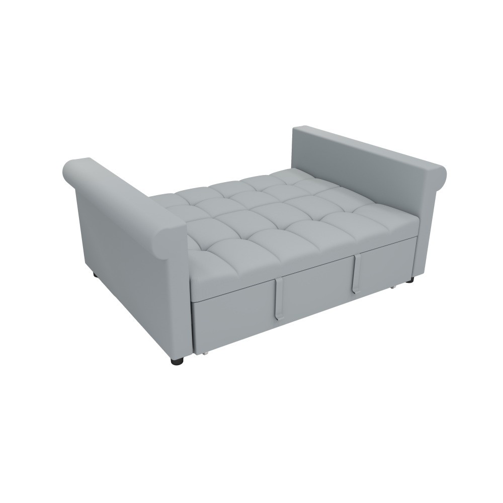 Velvet 2-Seater Sofa Bed, Gray Pull-Out Sleeper with Side Pocket, Compact