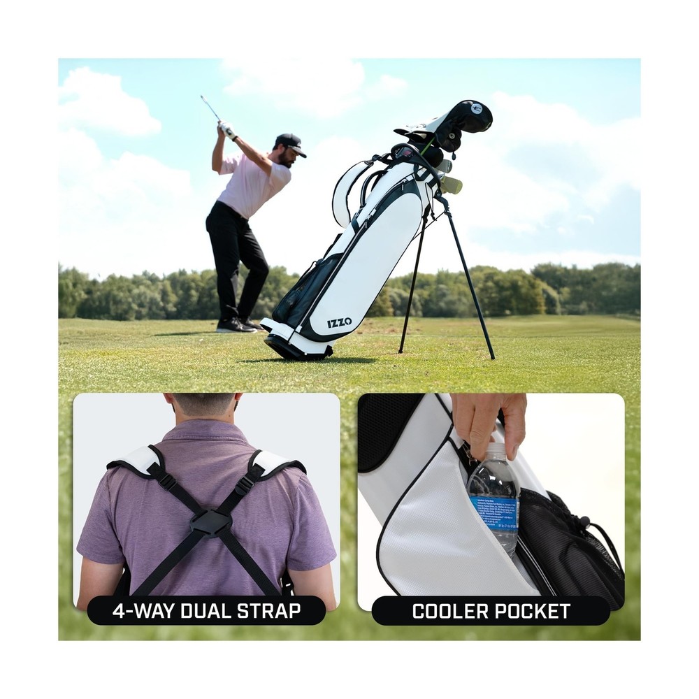 Izzo Quick 9 Golf Stand Bag White