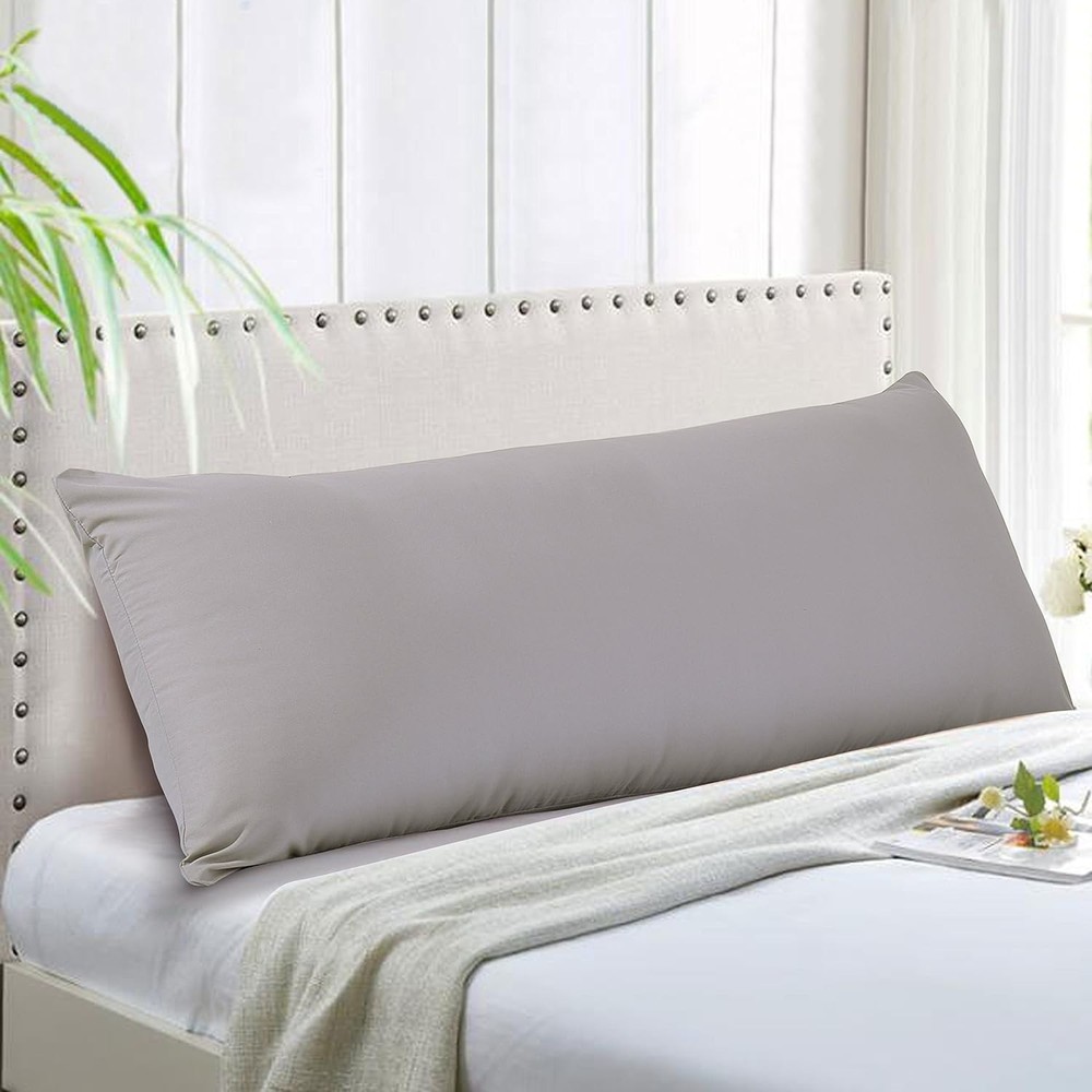 Classic Silver Grey Microfiber Pillow Cover 21"x54" - Zipper Closure for Ease