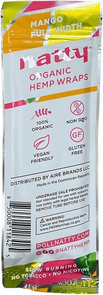 Natty Full Width Wraps 15 Packs Per Box 4 Wraps Per Pack (Mango)