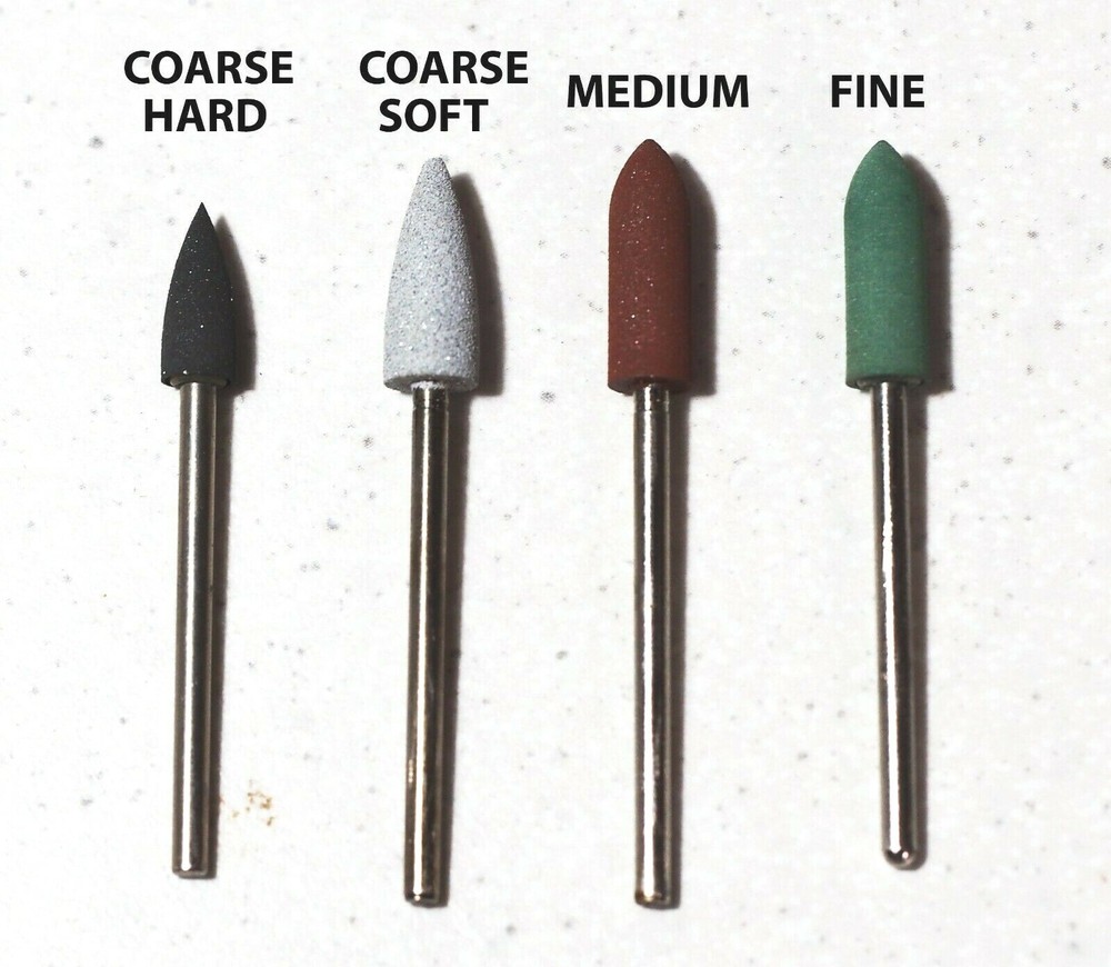 Silicon Carbide Rubber Abrasive Points Fine Sanding Gemstone 3 Grades Shank 2.35