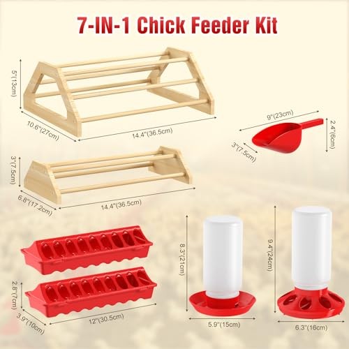 7-in-1 Chicken Brooder Box for Chick Starter Kit, Includes Red + Wood Color