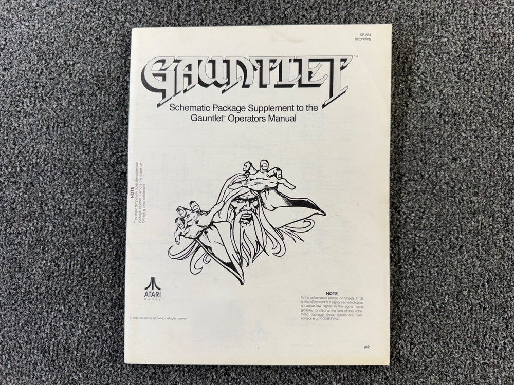 Atari Gauntlet Arcade Video Game Manual Schematics ORIGINAL