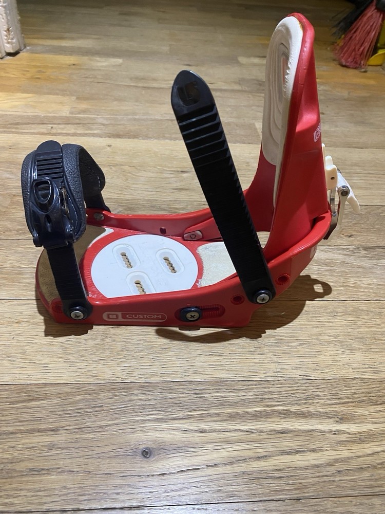 Burton Red And White Custom Snowboard Bindings Size Small