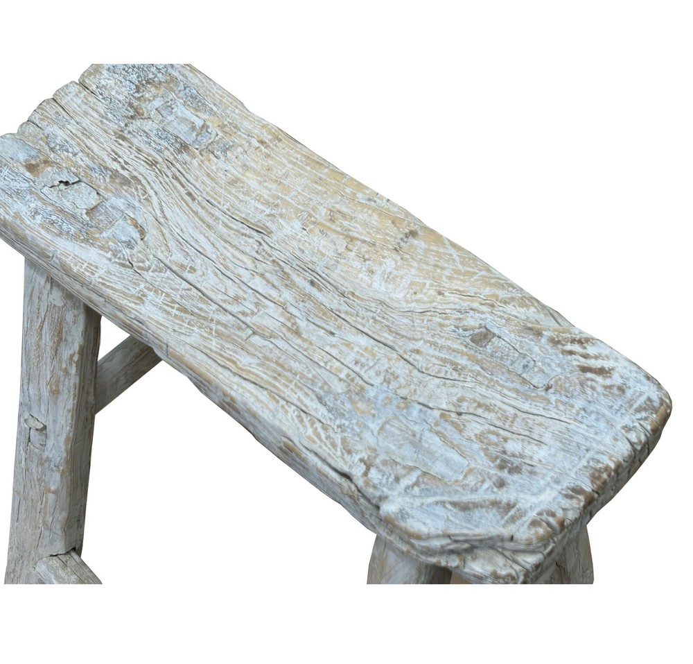 Rustic Raw Rough Wood Grain Rectangle Slim Stool Bench Side Table ws4615