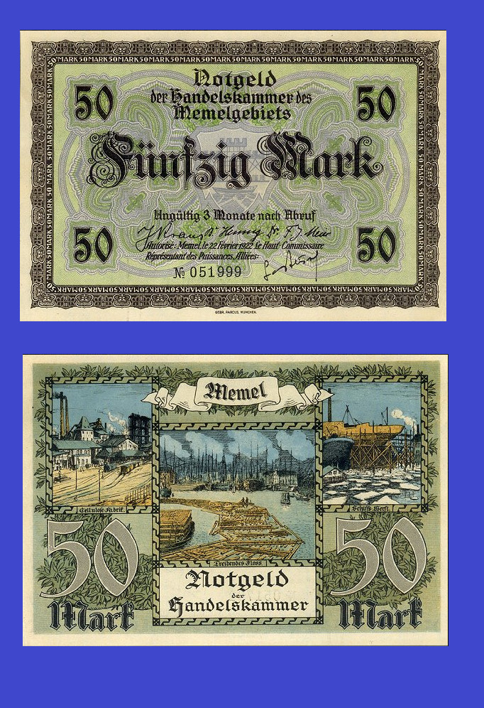 MEMEL 1922 50  mark  /- Copy