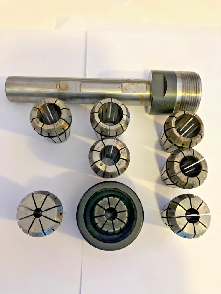 Double angle Collet Chuck, in very good condition. Collet sizes, ect. below!!!!