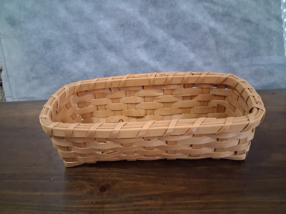 Rectangular Woven Wood Basket Small Brown Traditional Indoor