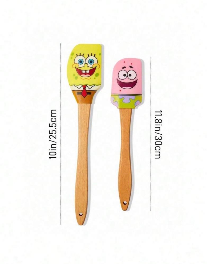 New 4 pc SPONGEBOB & PATRICK Silicone Kitchen Baking Spatula OVEN MIT Pot Holder