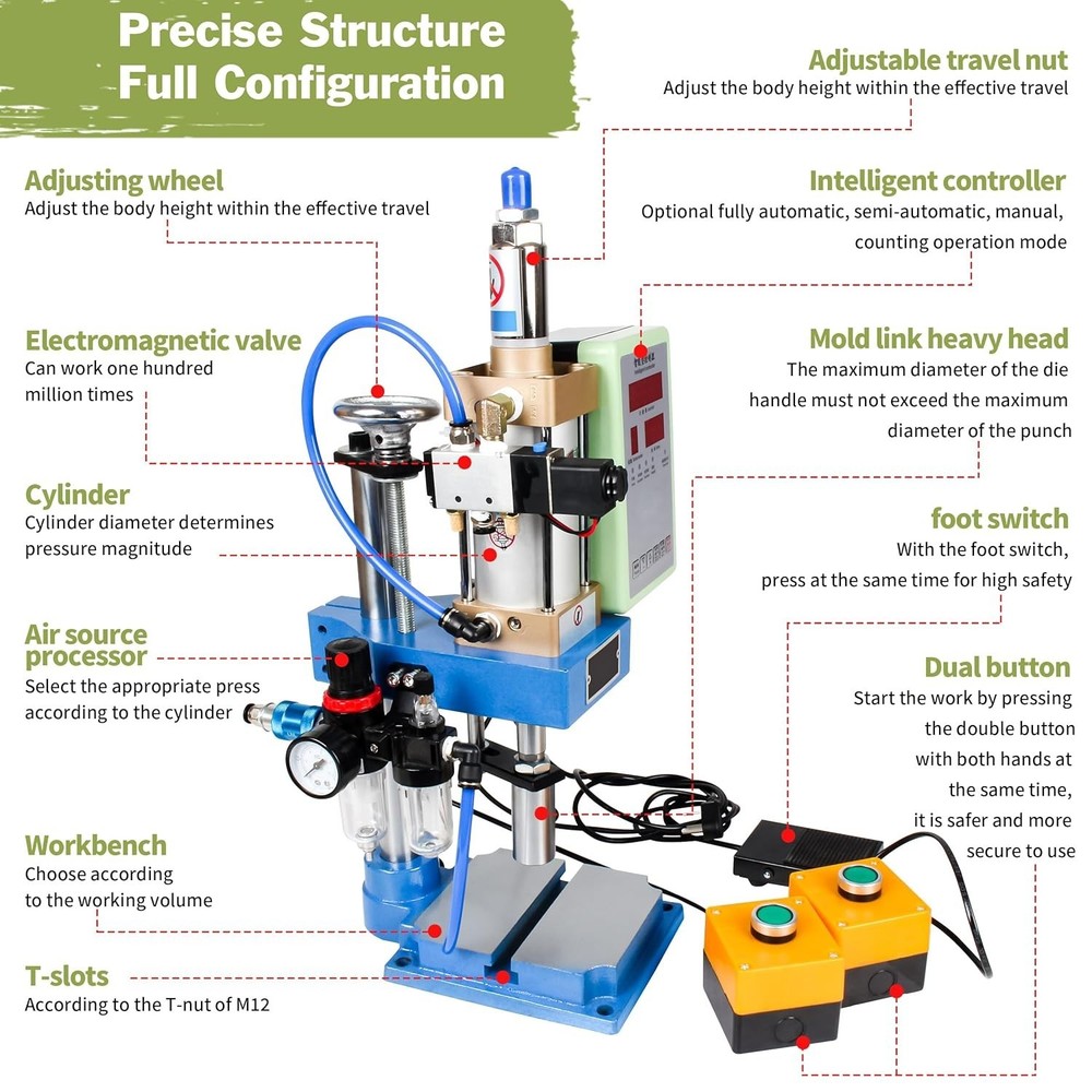 STL-63 110V Pneumatic Punch Press Machine with Controller and Double Button, ...