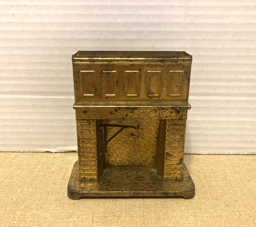Antique Brass Figural Fireplace Shaped Match Holder