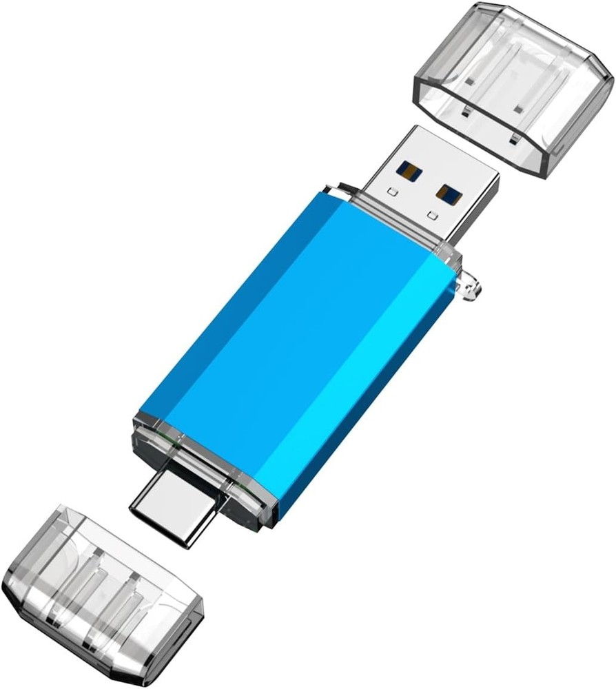 128GB Dual USB C Flash Drive Blue