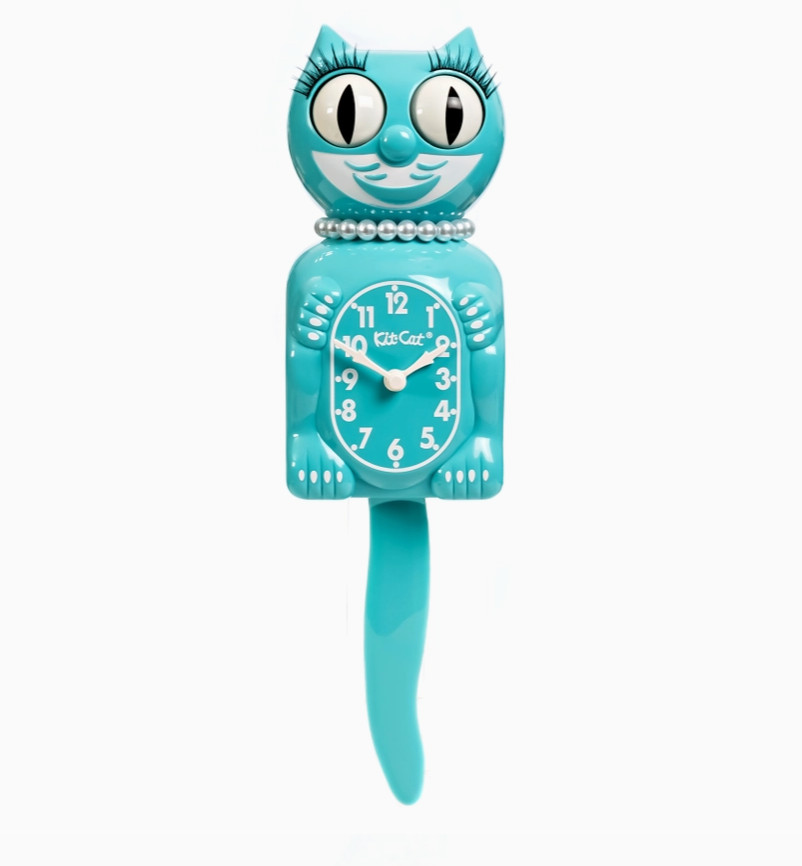 Vibrant Blue Turquoise Lady Kit-Cat Klock Clock