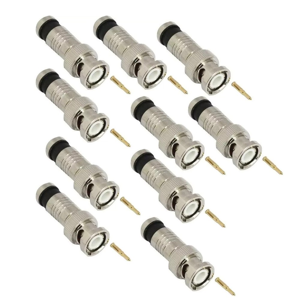 10PCS BNC Compression Connector Plug Adapter for CCTV Camera RG6 Coax Cables