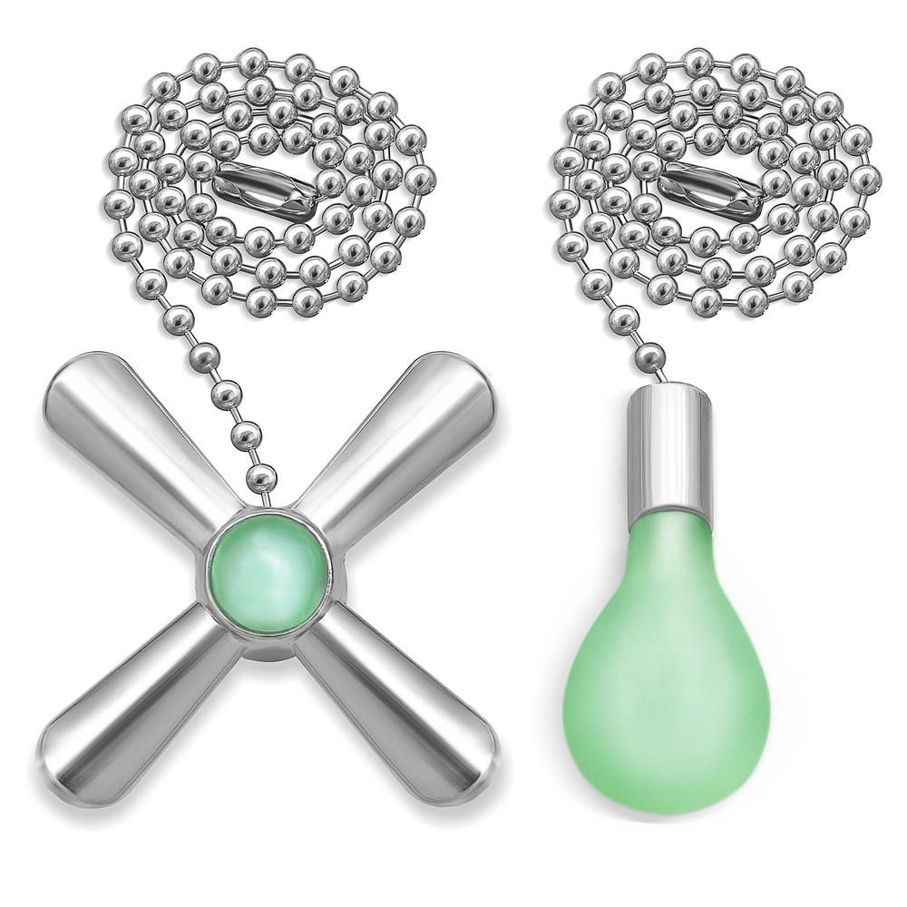 Dotlite Silver Ceiling Fan Pull Chain Set, 2Pack 3mm 12 inches,