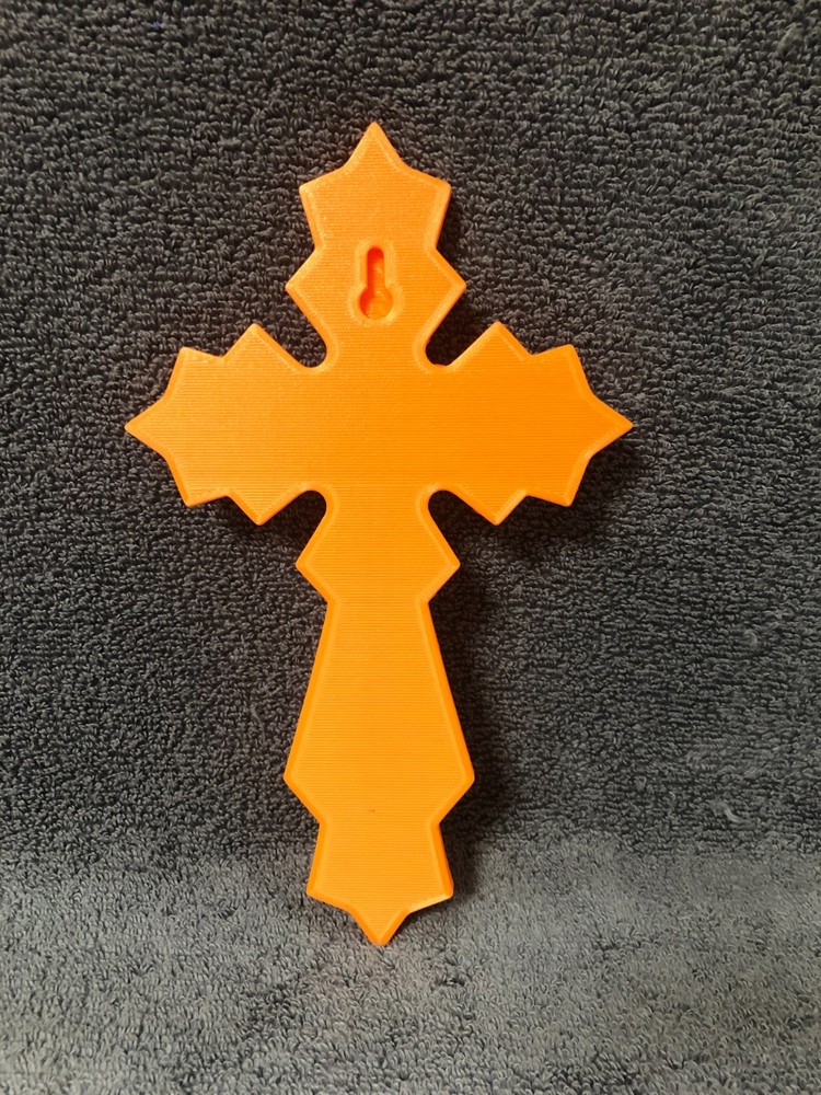 3d Printed Religious Cross Orange (with mounting hardware)