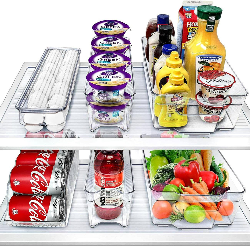 6pcs Fridge Bins & Freezer Bins Refrigerator Organizer Stackable Food Storage