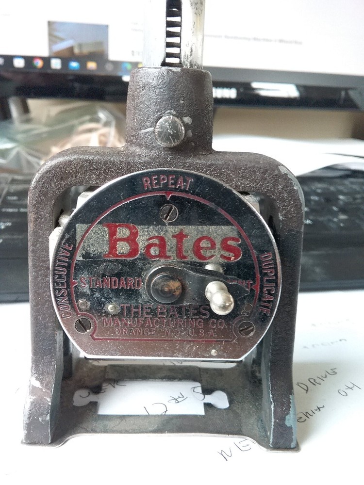 vintage bates numbering machine 6 Wheels Style E