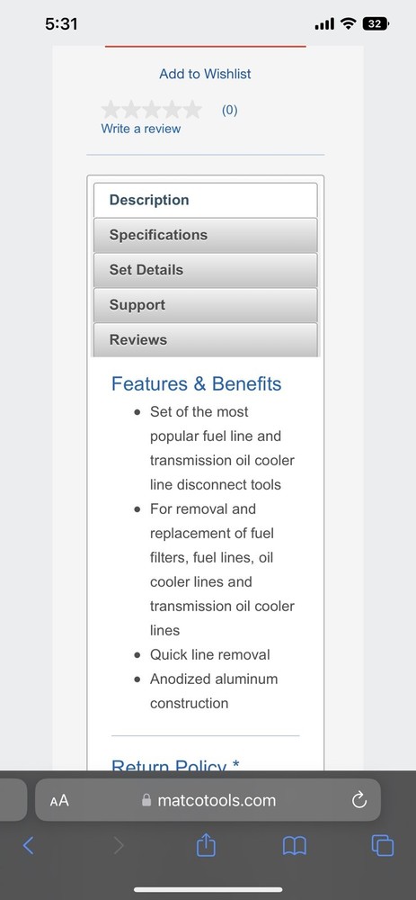 AST 10 Piece Line Disconnnect Tool