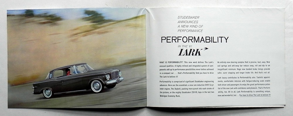 1961 STUDEBAKER LARK & HAWK Sales Brochure folder poster