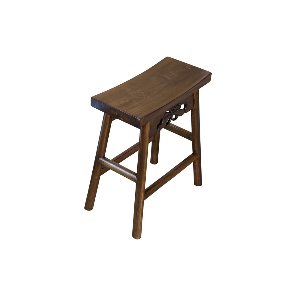 Walnut Brown Butterfly Accent Rectangle Backless Bench Side Table GB173