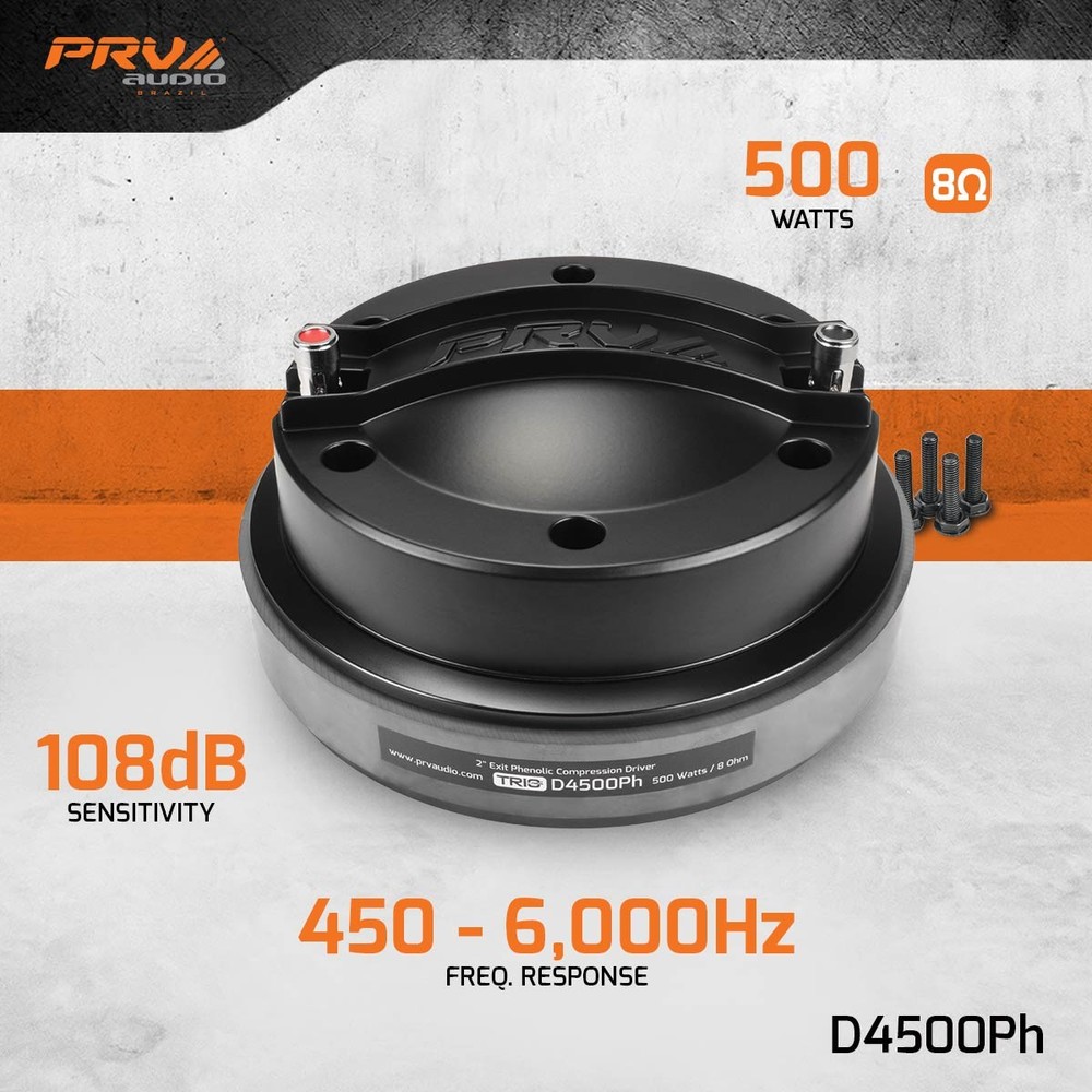 PRV AUDIO D4500Ph 2” EXIT 500W PHENOLIC MIDRANGE COMPRESSION DRIVER 8Ω (SINGLE)