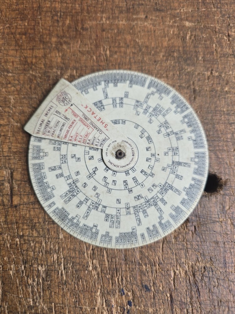 Shetack Engineers DTC Chard 2nd EDITION 1938 DRILL & TAP GAUGE