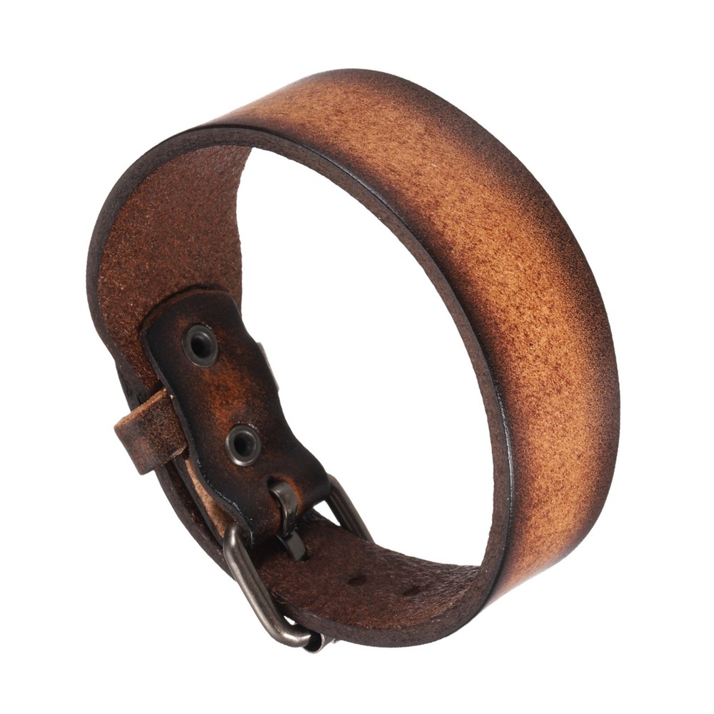 Plain Leather Bracelets Buckle Bangle,Vintage Brown Punk Bracelets