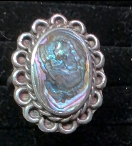 Vintage Abalone Shell Silver Ring