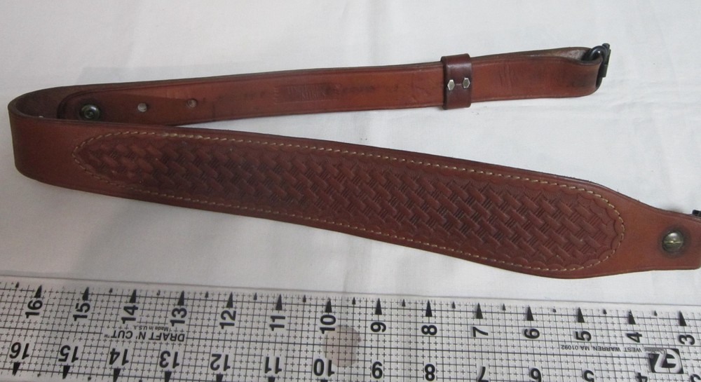 Uncle Mike's Tooled Basketweave Leather Rifle Sling - Adjustable
