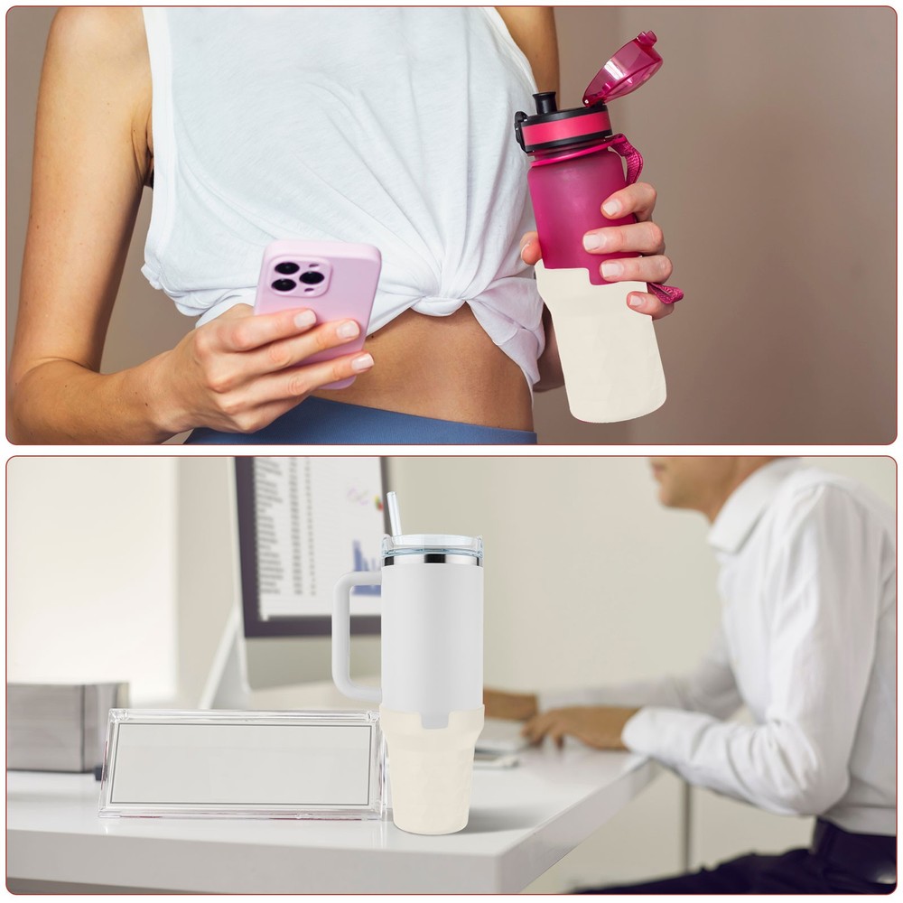 Silicone Water Bottle Boot [1PCS] - Bottom Bumper Protector [White]