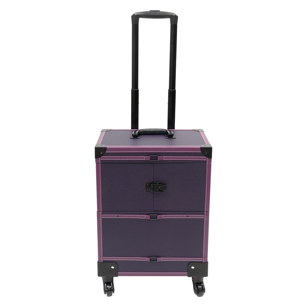 Modern Rolling Makeup Train Case Trolley Cosmetic Organizer Box with Mirror