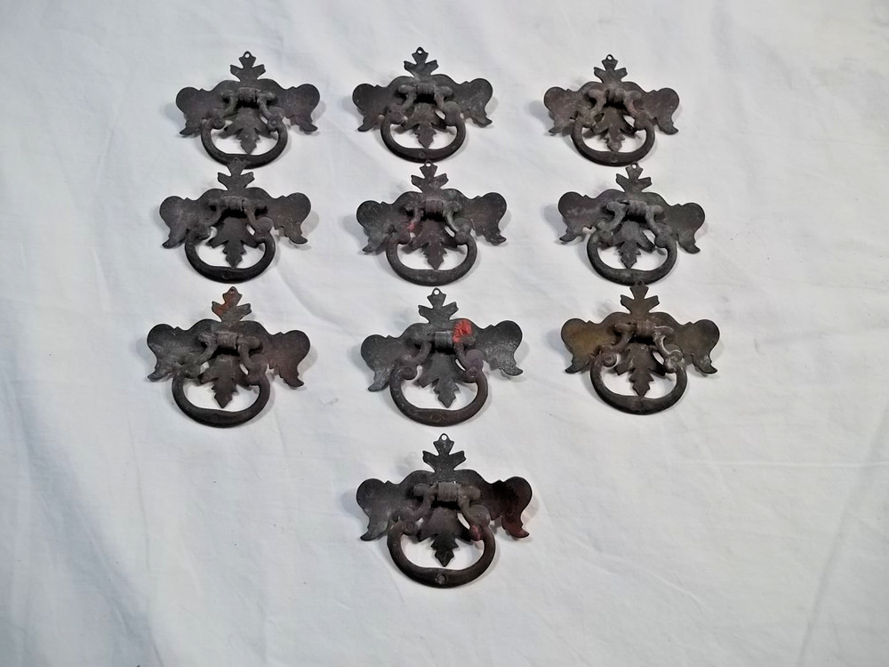 Lot 10 Small Antique Drawer Pulls Copper Finish