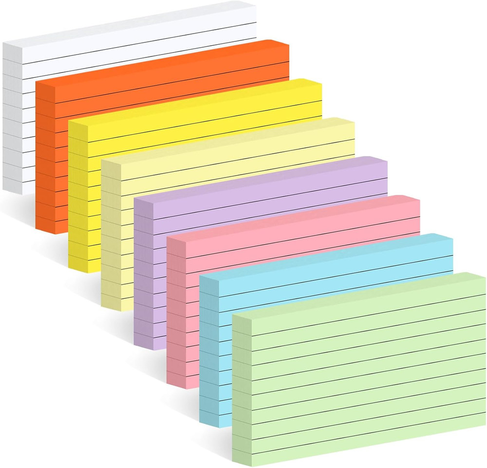 248 Sheets Colored Index Cards 3X5, Double-Sided Blank Notes Flash Cards for Stu