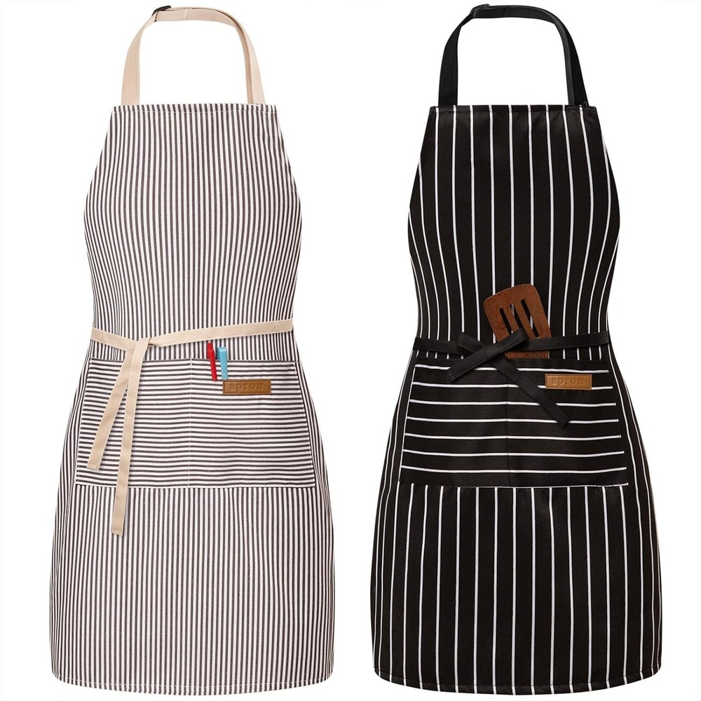 Gift-Ready 2 Pack Adjustable Chef Aprons - Stylish and Functional Design