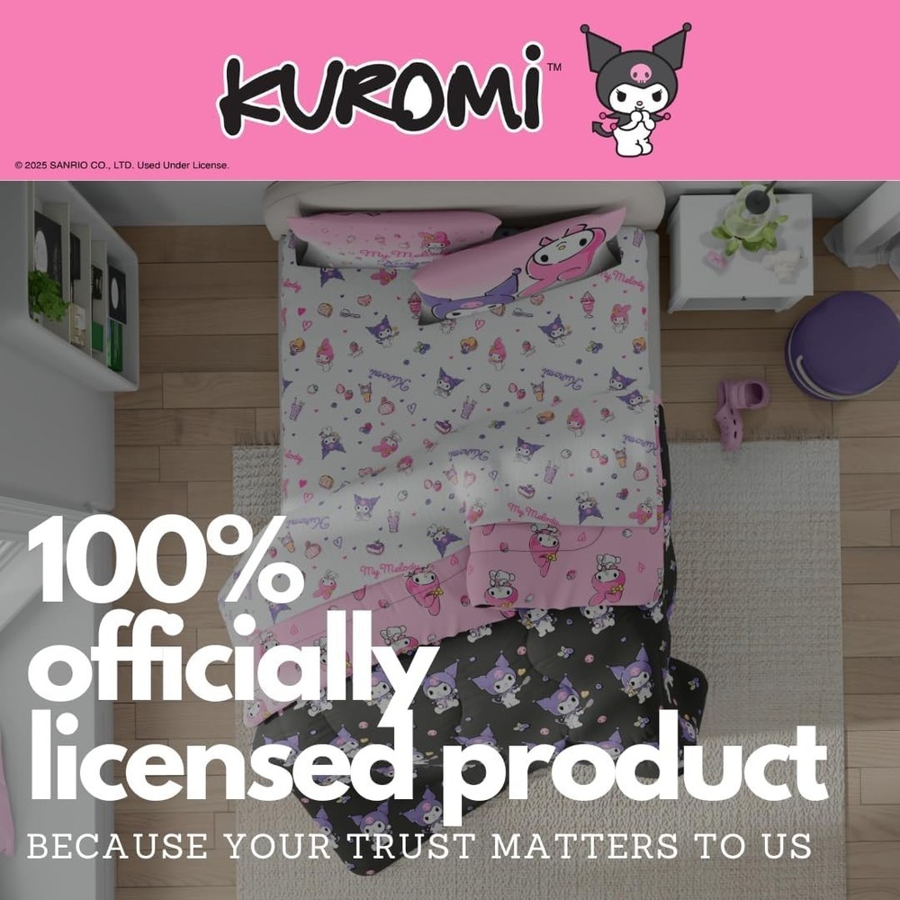 Sanrio Kuromi My Melody 7PC Full Bedding Set Super Soft Microfiber Reversible