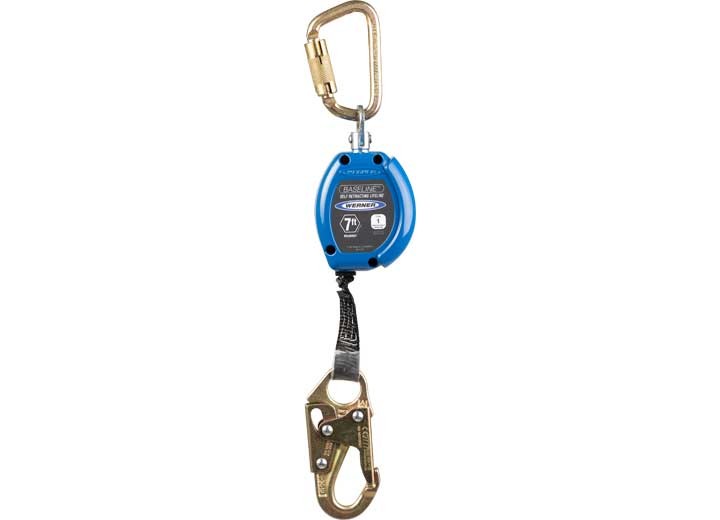 Werner R530007 Baseline 7' Web Self-Retracting Lifeline w/Snap Hook, Black