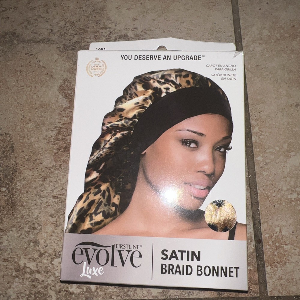 Firstline Evolve Luxe SATIN BRAID BONNET EXTRA LARGE Night Cap Leopard