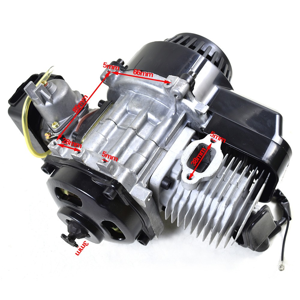 49cc 2 Stroke Pull Start Engine Motor + Exhaust Pipe For Quad Scooter ATV Buggy